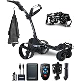 MGI Zip Navigator All-Terrain Remote Controlled Electric Motorized Push Cart Golf Caddie | Includes Drink, GPS/Phone, and Umbrella Holders | with Signature Series Power Bundle &amp; Golf Towel