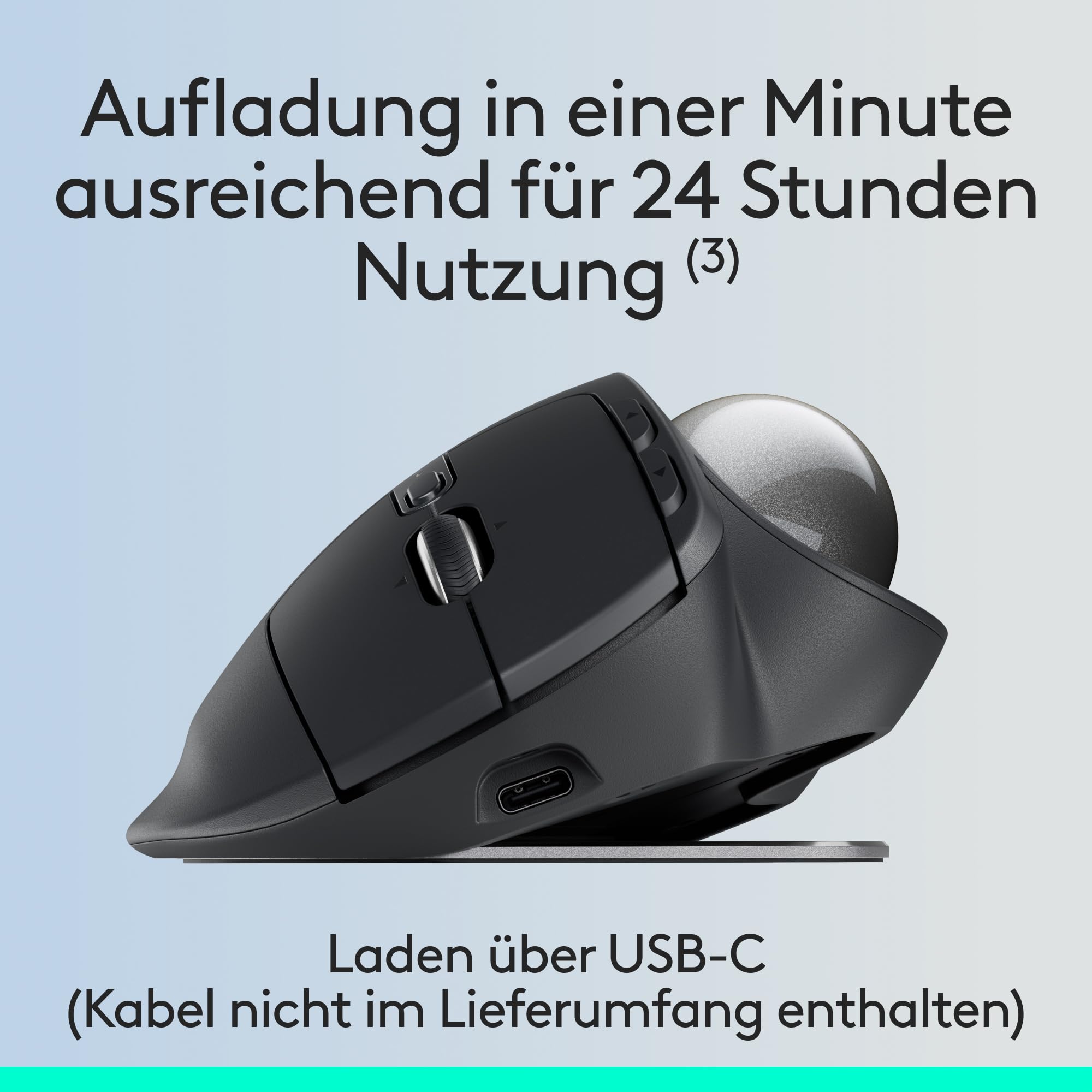 Logitech MX Ergo S Advanced kabellose Trackball-Maus, über USB-C wiederaufladbare kabellose ergonomische Maus mit Bluetooth und verschlüsseltem Dongle, 6 programmierbare Tasten, für PC/Mac - Graphit 8