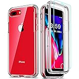 COOLQO Compatible for iPhone 8 Plus/iPhone 7 Plus/iPhone 6S/6 Plus Case, with [2 x Tempered Glass Screen Protector] Clear 360