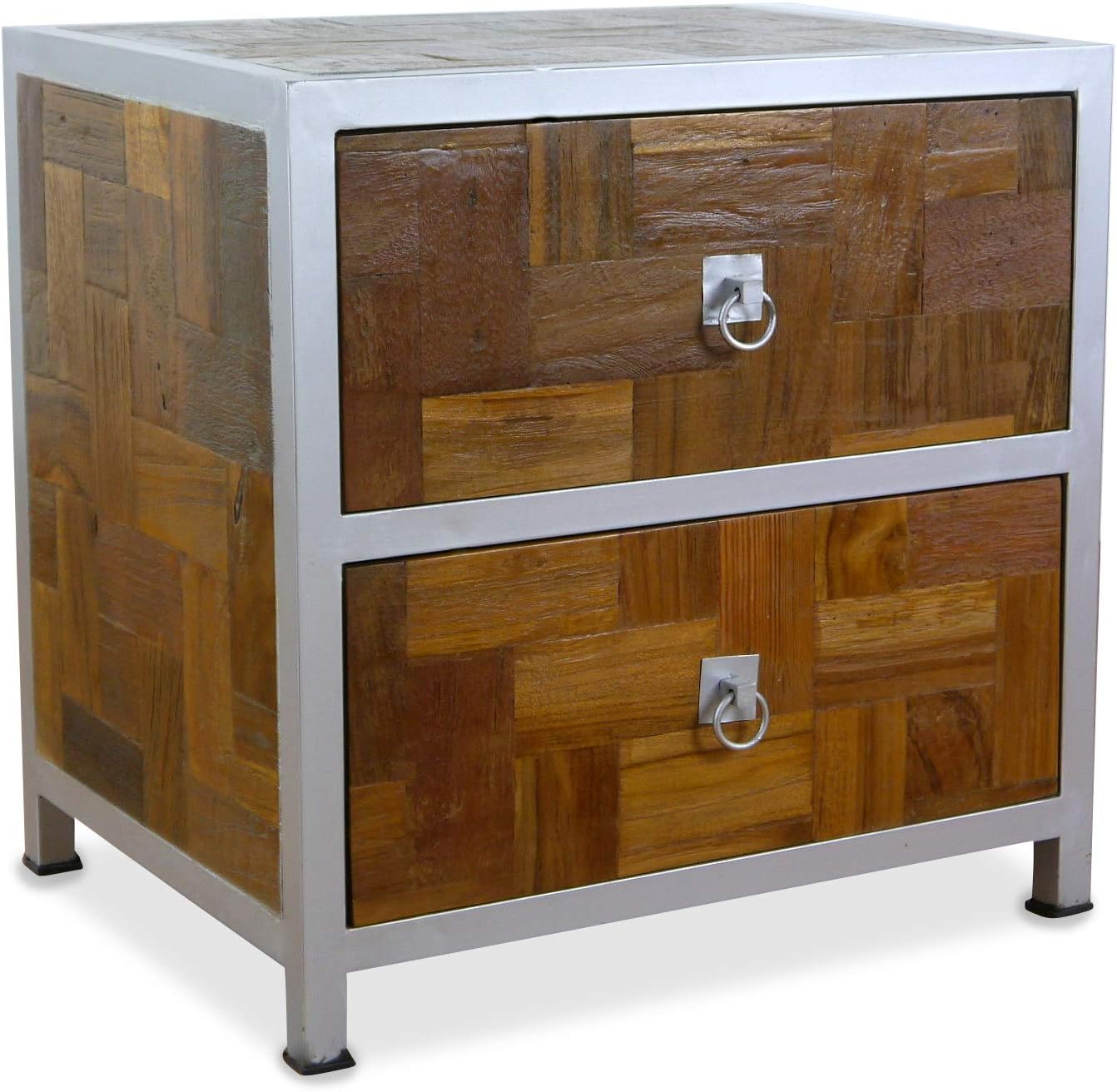 Kleine Java Kommode aus Metall und Teakholz | Kommode im Industrial