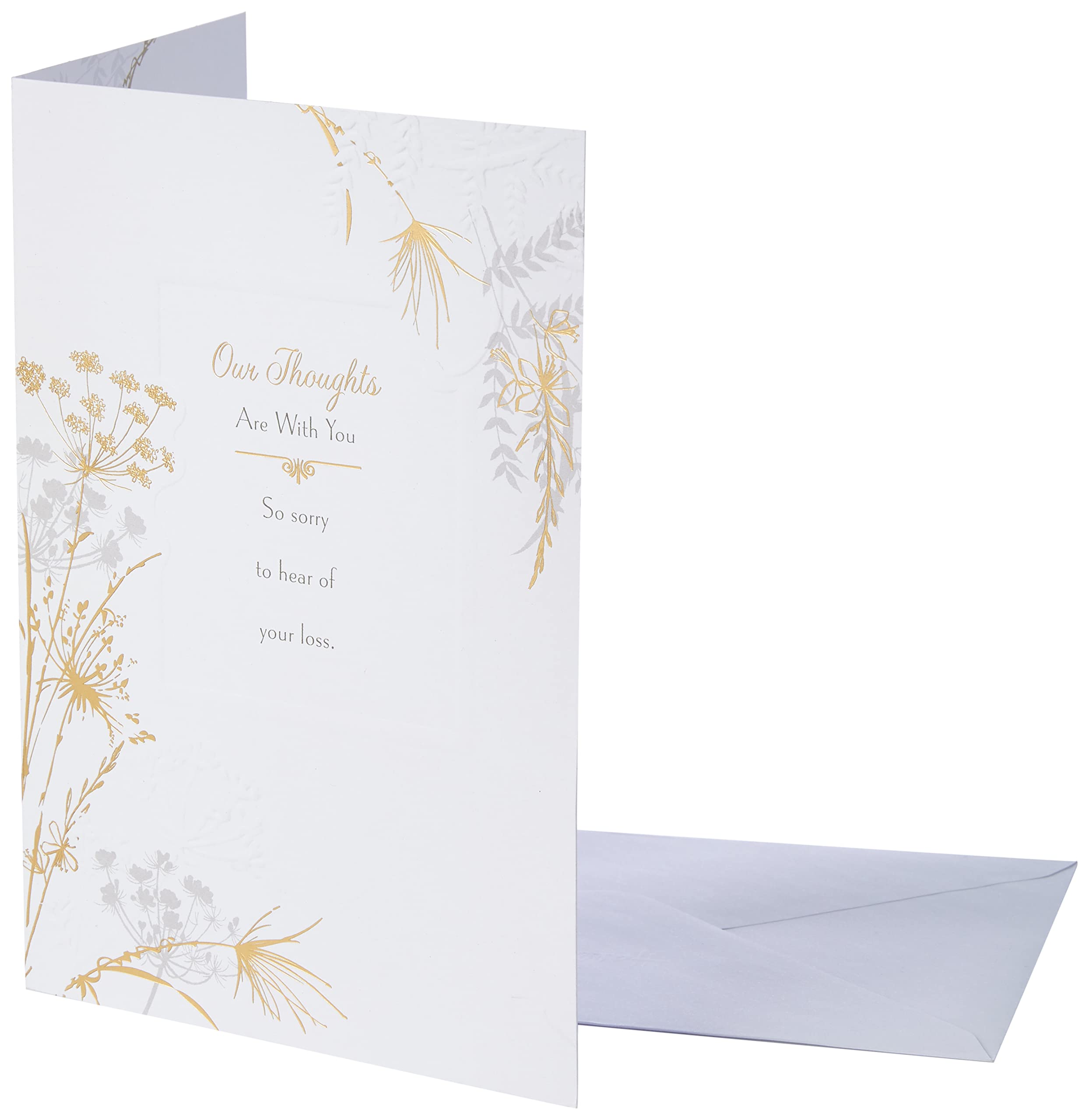 Hallmark Sympathy Card, Floral Design, Heartfelt Verse, White