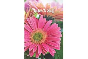 Notes N Stuff: Beautiful Colorful Pink Gerber Daisy Flower 6" x 9" Blank Lined Writing Notebook Journal, 110 Pages