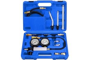BICOS Dual Gauge Leakdown Detector Tool Set Cylinder Leak Down Tester Kit for Pressure Check & Leakage Rate Test Gasoline Engine Compression Leakdown Detector Leakage Test Set(Blue)