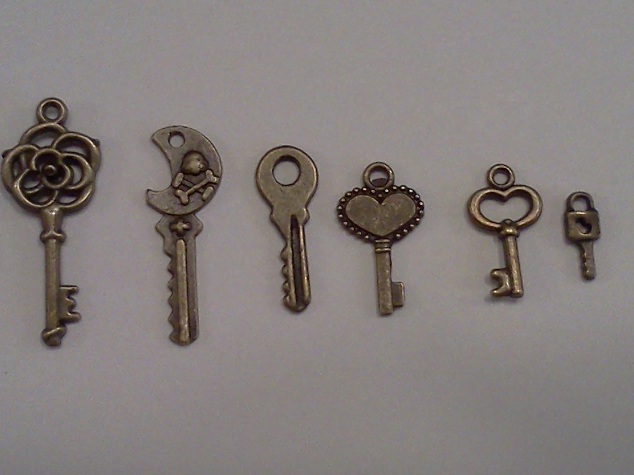 60pc Tiny Keys, Antique Bronze, 1/3 to 1 Inch Long