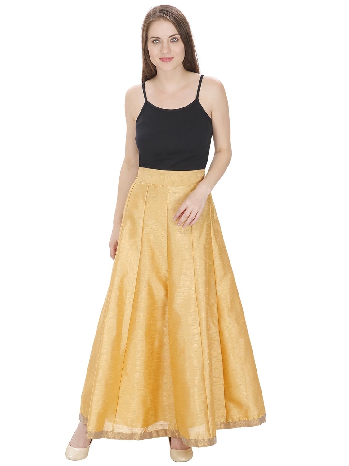 damen mode women golden solid silk skirt - free size