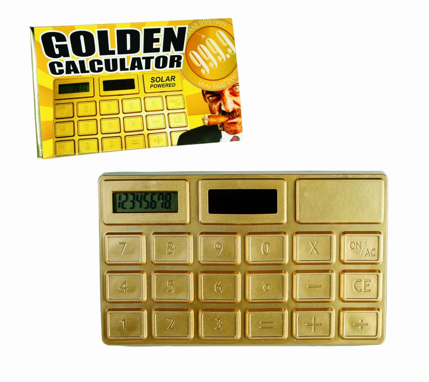 Big Boss Solar Calculator Gold Bar / Chocolate Bar Design Novelty