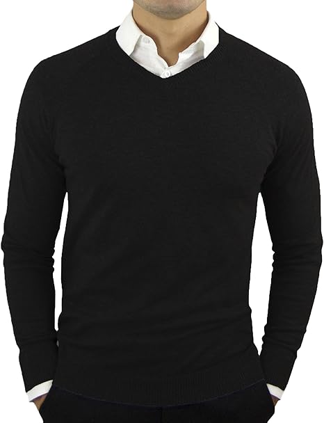 black sweater over dress shirt