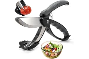ALEXPHY Salad Scissors, Salad Chopper with Double Blades, Lettuce Chopper, Lettuce Scissors for Chopped Salad, Chopped Salad Chopper Tool for Tossing and Chopping in Salad Bowl (Black)