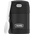 THERMOS FUNTAINER Insulated Food Jar, 10 Ounce, Kid Friendly Food Jar with Foldable Spoon, Black