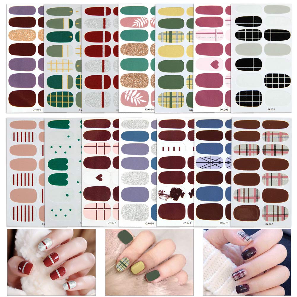 14 Sheets Full Wraps Nail Polish Stickers,SelfAdhesive Nail Art Decals