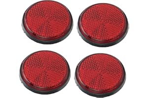 4 Pcs Motorcycle Round Reflector, 2in Round Warning Reflectors Red for Semi Trucks Trailers Boats Horse Trailers Scooter