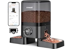 oneisall Cordless WiFi Automatic Cat Feeder for 2 Cats, Rechargeable 100-Day Battery Operated Auto Cat Feeder, 20 Cups/5L Timed Cats Food Dispenser Automatic for Large Kibble, Smart App Control