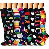 CHARMKING Compression Socks for Women & Men Circulation (8 Pairs) 15-20 mmHg is Best Support for Athletic Running,Cycling