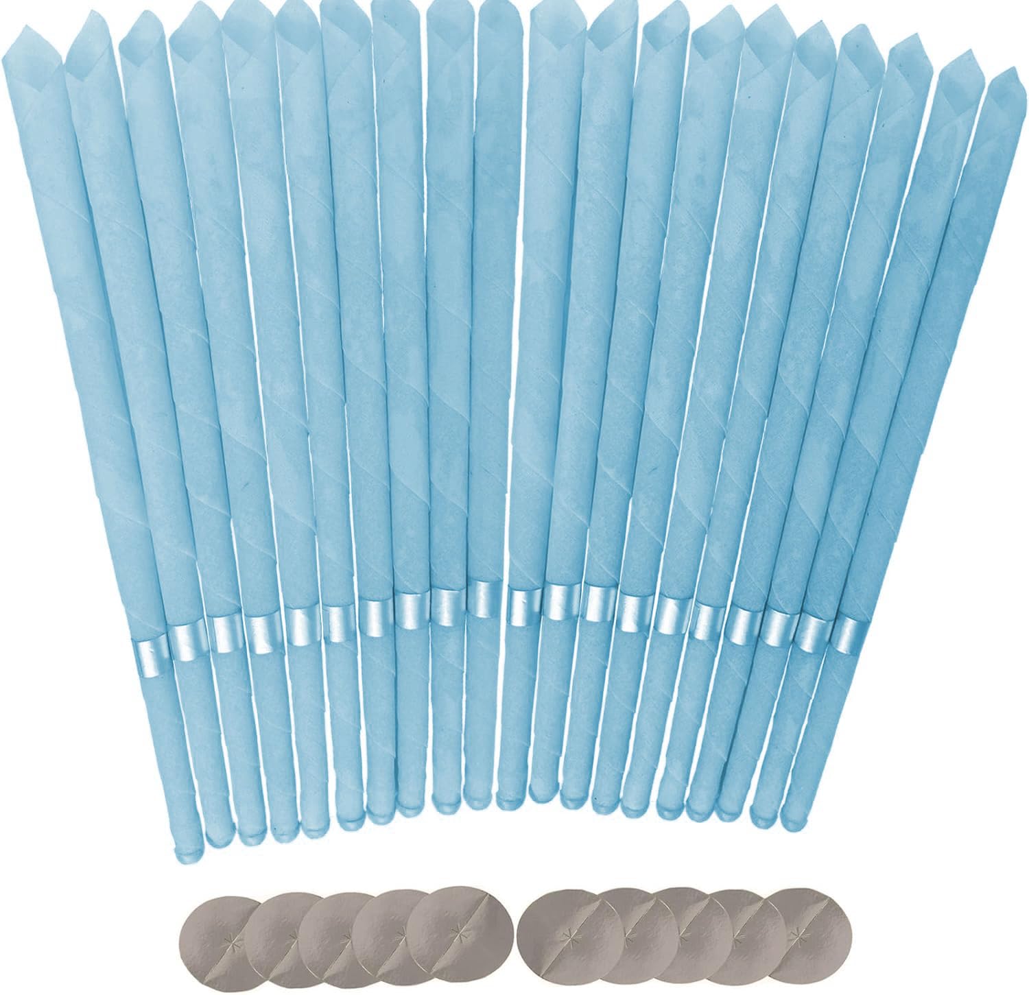 20pcs Ear Candles, Ear Candle Set with Natural Organic Beeswax (drip Protection Tray 10pcs), Ear Candle kit, for Health Care of Blocked Ears (Blue)
