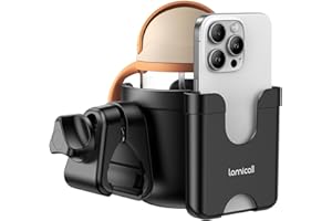 Lamicall Stroller Cup Holder with Phone Holder - Stable Anti-Slip Stroller Cup Holder Attachment for MaxiCosi, Evenflo, Doona