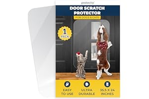 PROTECTO Heavy Duty Door Protector from Dog Scratching, 35 x 24” Clear Door Scratch Protector, Easy & Quick to Install on Window, Wall, Screen & Sliding Doors | Cat Scratch Guard for Indoors Outdoors