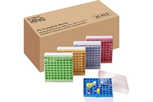 CryoKing 2in 81-Well PC Lab Freezer Box Cryo Boxes Cryogenic Storage Box, Assorted Colors Microtube Storage Box, Case of 20