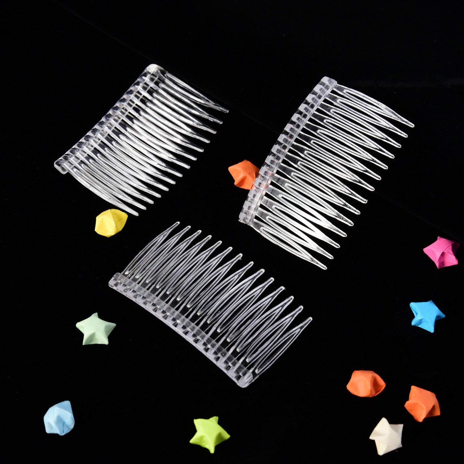 Pangda 10 Pieces Hair Clip Combs 14 Teeth Plastic Bridal Wedding Veil Combs, Clear : Beauty