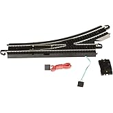 Bachmann Trains - Snap-Fit E-Z TRACK REMOTE TURNOUT - LEFT (1/card) - STEEL ALLOY Rail With Black Roadbed - HO Scale