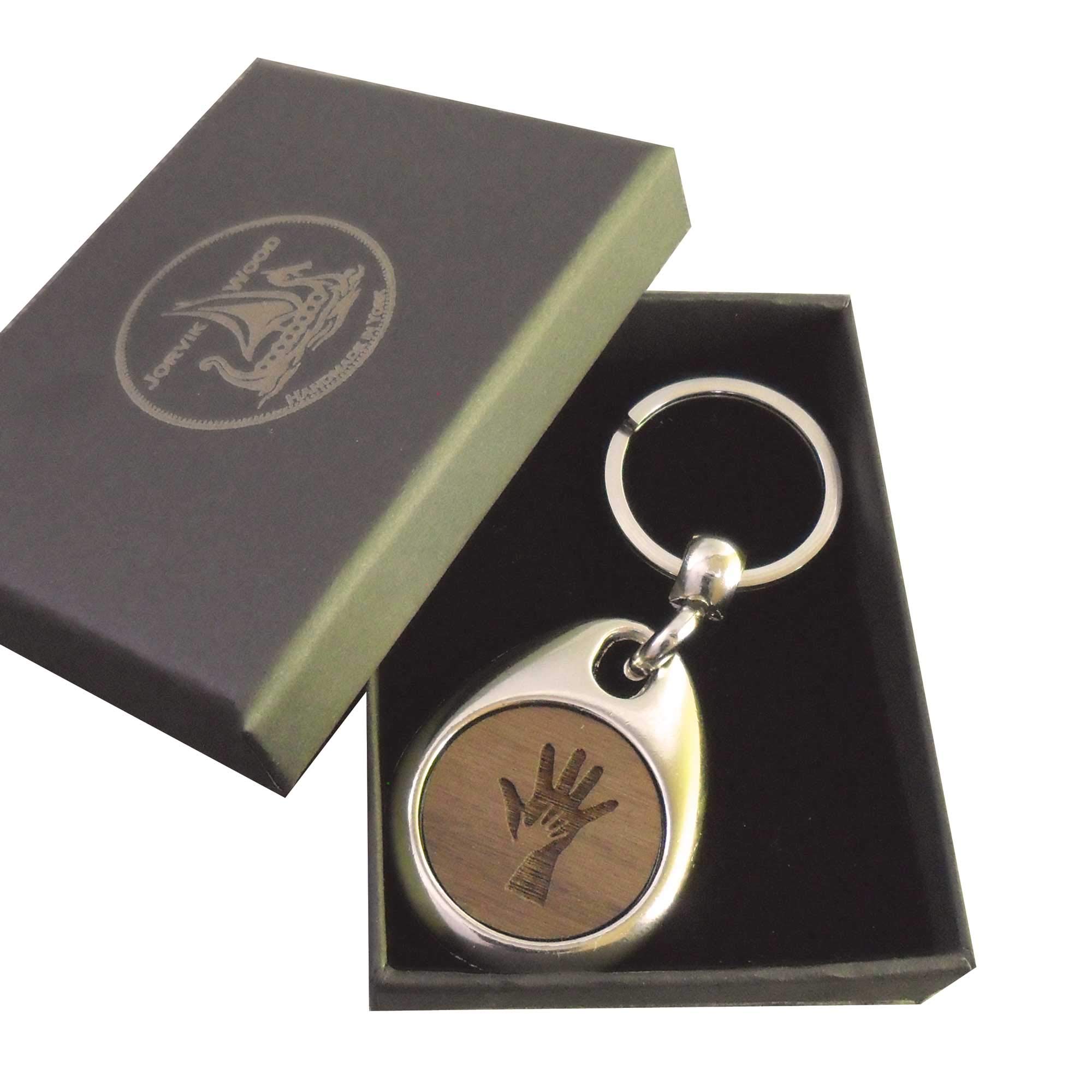 Jorvik Wood Parent Hand Design Wooden Keyring with Gift Box