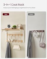 VASAGLE Wall-Mounted Coat Rack with Shelf and 10 Removable Hooks view 4