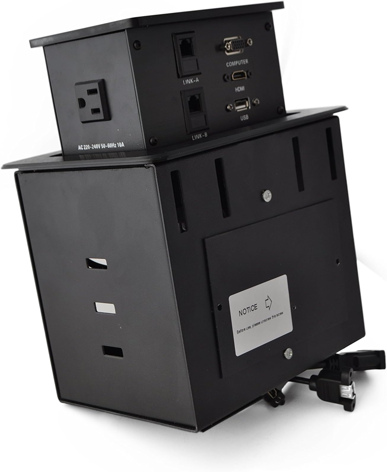 Yolkvisual Conference Table Connectivity Box 1 HDMI + 1 VGA + 1USB + 2 RJ 45 + AC Power（US） 2 + Audio 3.5mm