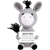 JoycuFF Mini Funny Donkey Brother Gift from Sister, Valentines Day Birthday Gifts for Men Friends Presents, Graduation Gifts for Brother, Handmade Emotional Positive Crochet Donkey