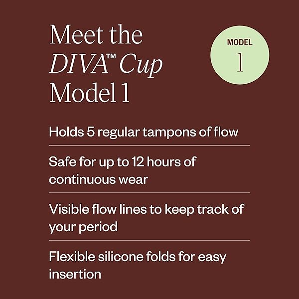 DIVA CUP – MEDICAL GRADE SILICONE CUP FOR PERIOD CARE – REUSABLE MENSTRUAL CUP – UP TO 12 HOURS OF CONTINUOUS WEAR – MODEL 1 (FOR MEDIUM TO HEAVY FLOW)