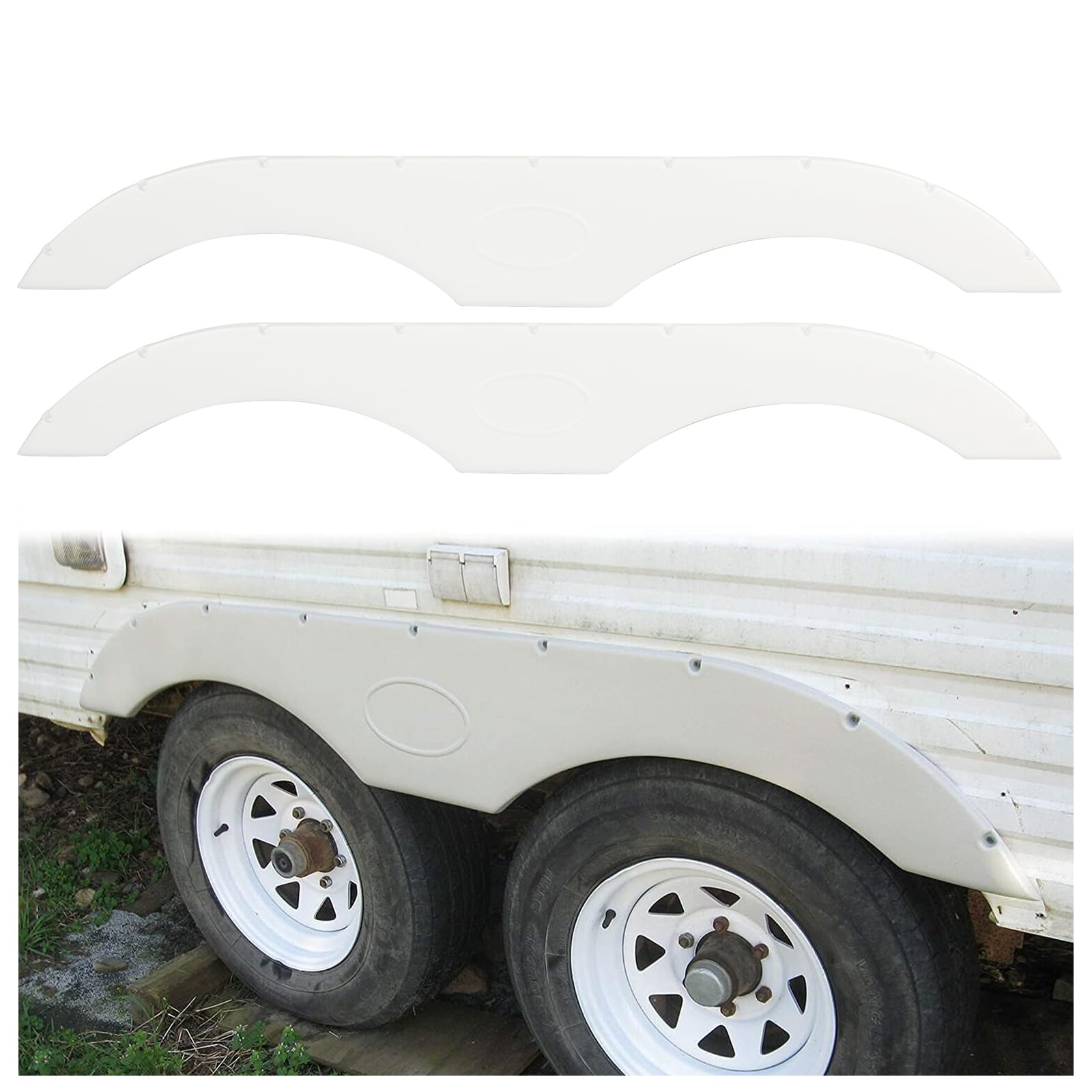 Photo 1 of ECOTRIC RV Fender Skirt Replacement Tandem Trailer for RVs Campers and Trailers - White