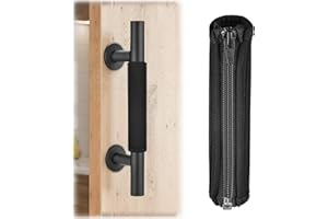 AUCUQU 2 Packs Heavy Duty Pull and Flush Barn Door Handle Cover|Made of Neoprene| Zipper Opening and Closing| 6 Inch Long 1 Inch in Diameter - Black