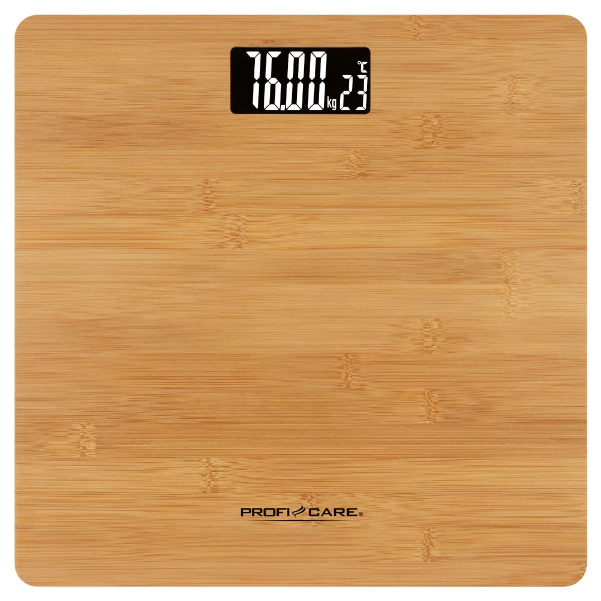 ProfiCare PC-PW 3103 Digital Bathroom Scales with Easy-to-Read LCD Display and Room Temperature Display/Scales Measuring Range 5-180 kg/Wooden Surface