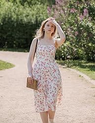 Floral Corset Dress for Women Midi Ruched Bust