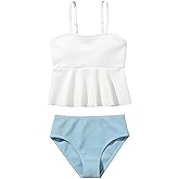 SHENHE Girl's 2 Piece High Waisted Ruffle Waffle Swimsuit Bathing Suit Bikini Sets
