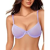 Avidlove Women Sexy Bra Sheer Mesh Unlined Underwire Bra See Throuh Support Everyday Bra