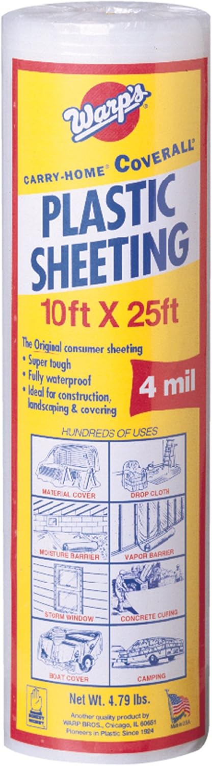 Warp Brothers SP-4CH10-C 4 Mil Carry Home Coverall Clear Plastic Sheeting, 10-Foot by 25-Foot (2) - - 