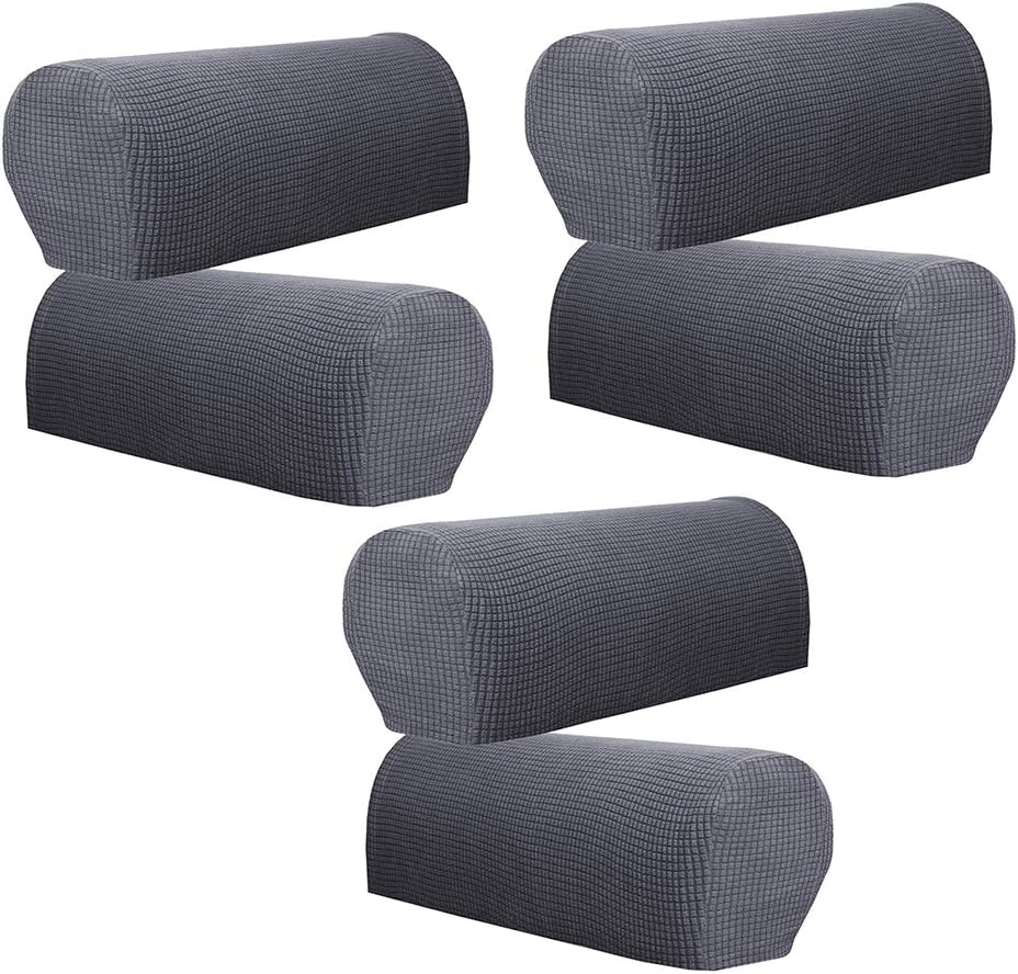Fenteer Flannel Spandex Stretch Armrest Covers Set of 6 Couch Armchair