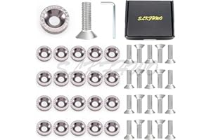 SLKFHWO 6063-T6 Hard Aluminum Alloy Fender Washer 20 Pieces CNC Precision Machining Fender Bumper Engine Compartment Washer Installation Kit （titanium gray）