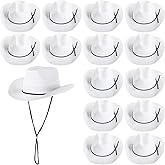JaGely 15 Pcs Straw Cowboy Hats Wide Brim Summer Hat Women Men Country Accessories for Western Themed Party Concerts Birthday