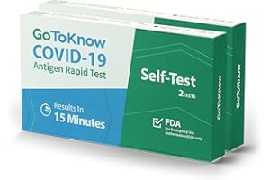GoToKnow COVID-19 Antigen Rapid Test, 4 Tests Total, 2 Packs, FDA EUA Authorized OTC at-Home Self Test, Results in 15 Minutes with Non-invasive Nasal Swab, Easy to Use & No Discomfort