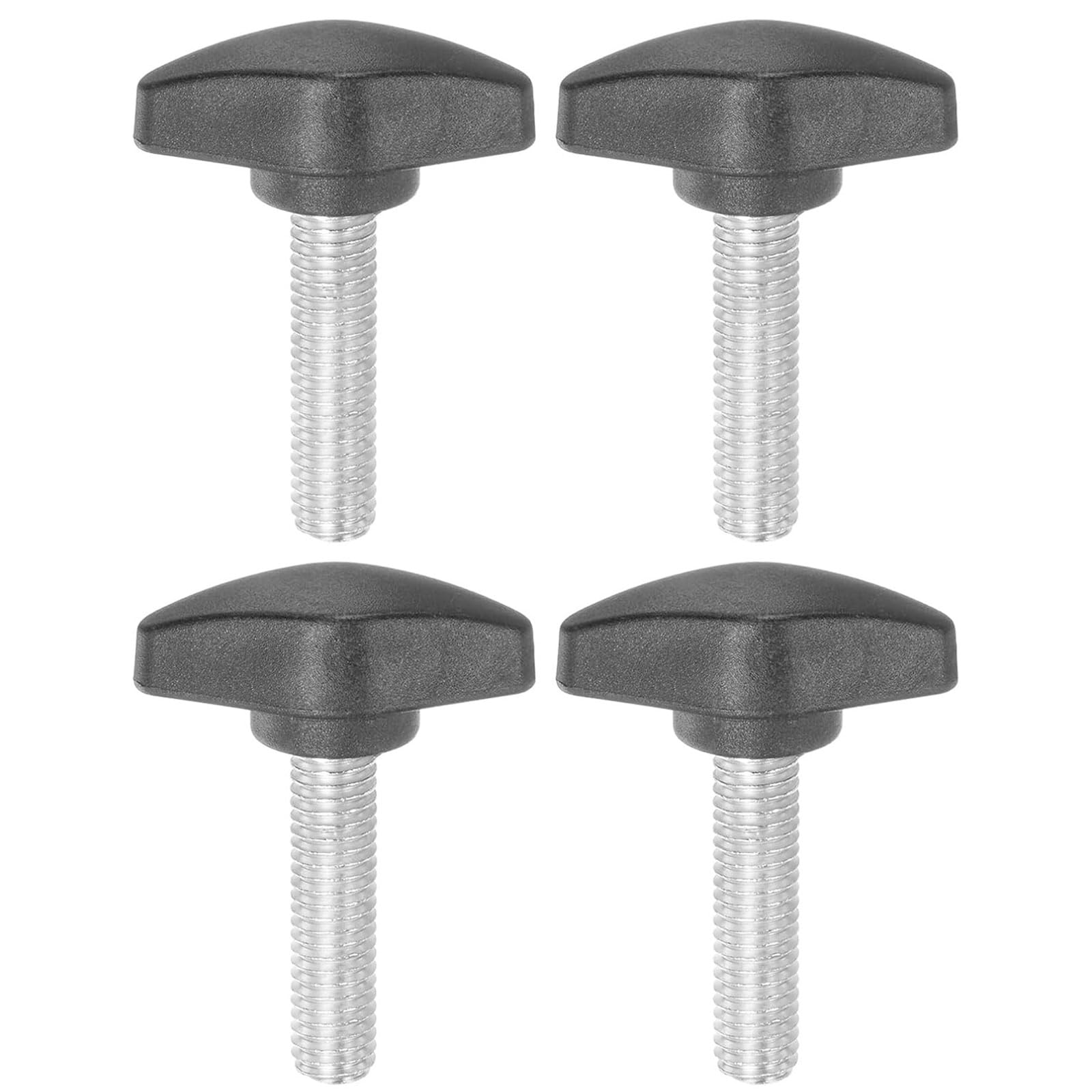 4pcs Tee Wing Knobs Thumb Screws M8 x 30mm Standard Male Thread Plastic T Knobs Handles Hand Clamping Knobs Grip Thumbscrew, Black