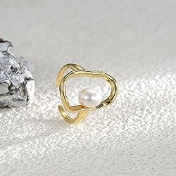 Handmade Geometric Pearl Gold Plated Statemnet Ring