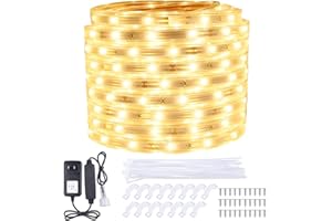 EUGOBRTEN 50ft/15M Flat Outdoor Rope Lights Waterproof - 12V Cool Warm White LED Strip Light - 450 LEDs Cuttable Connectable Lights for Deck,Patio,Stairs Backyards Commercial Decor Lighting