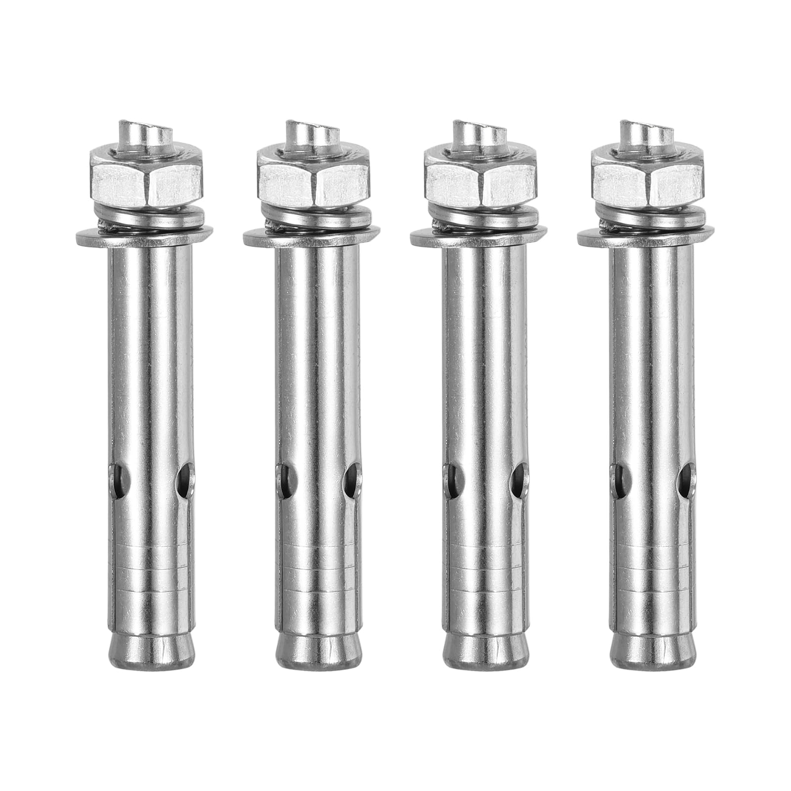 DTGN M10 x 80 Hex Expansion Bolts - 4Pack - Good for Concrete Dry Brick Block Walls - 304 Stainless Steel - Silver