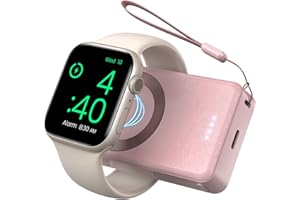 LVFAN Portable Charger for Apple Watch, 4000mAh iWatch Charger Power Bank Wireless Battery Pack Magnetic Travel Smart Watch Charger for Apple Watch Series 10 9 8 7 6 5 4 3 2 1 SE Ultra 2 Ultra (Pink)