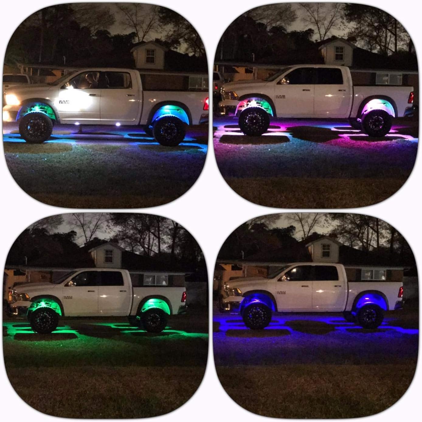 SUNPIE RGB LED Rock Lights -4 Pod Lights with Phone App/Remote Control & Timing & Music Mode & Flashing & Automatic Control Neon Lights Under Off Road Truck SUV ATV(11.5 Ft Rock Lights Wires Equipped): Automotive