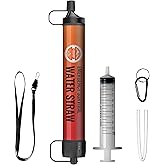 Emergency Water Filter Straw, Personal Survival Water Filtration System, Water Purifier, Outdoor Survival Gear and Equipment for Hiking Camping Accessories Cycling Fishing Preparedness