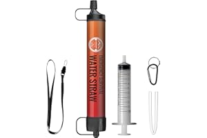 Lormandy Emergency Water Filter Straw, Personal Survival Water Filtration System, Water Purifier, Outdoor Survival Gear and Equipment for Hiking Camping Accessories Cycling Fishing Preparedness