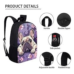 HUGS IDEA School Backpack Funny French Bulldog