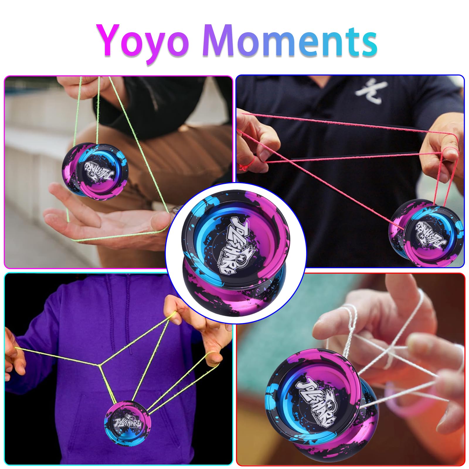 Professional Unresponsive Yoyo X4 for Pros and Responsive Yoyos for Kids Beginners - Replaceable Unresponsive Bearings, Gloves, Removal Bearing Tool and 5 Cords Included(Red Black Blue)