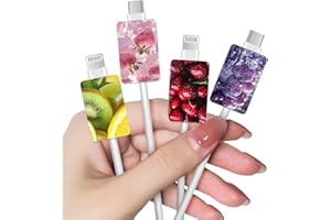 CameCosy Cable Protector for iPhone Type-c Charger, Kiwi/Cherry/Strawberry/Grape Pattern 4 PCS Phone Cable Case,Data Cable Sa